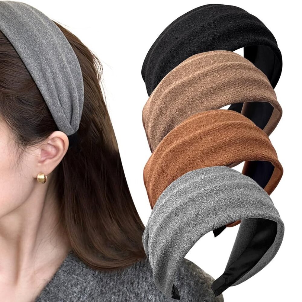 4Pcs Women Headbands Cotton Blend Wide Hairbands Soft Comfortable